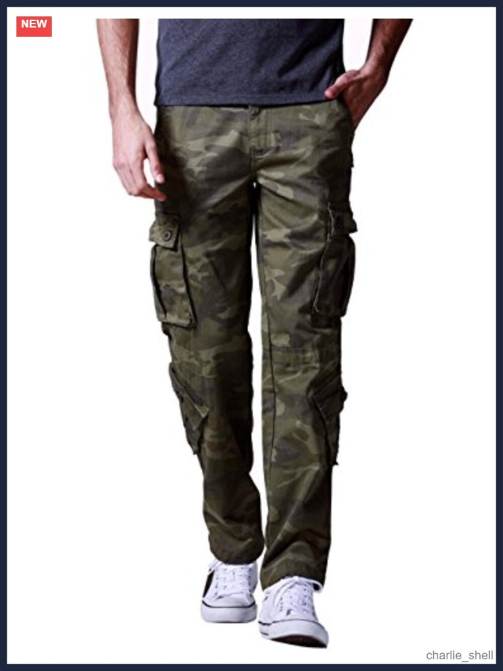 Men's 100% Cotton Cargo Pants Straight Leg 8-Pocket Work Outdoor